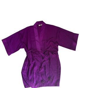 Vintage Victoria’s Secret Purple Dragon Kimono Robe Satin Jacquard OS 80s 90s